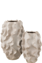 J-Line vaas Abstract Golven - klei - beie - small - 37.5 cm hoog