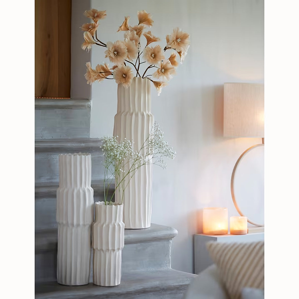 Light & Living Vaas Longa Keramiek, 58cm - Crème